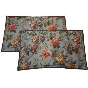 Chaps King Pillow Shams Brittany Blue Pink Roses Floral Cottage Country 22x39